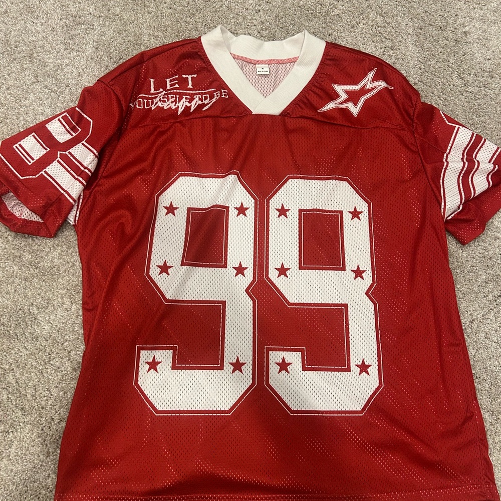 Red Mesh Jersey with White Accents